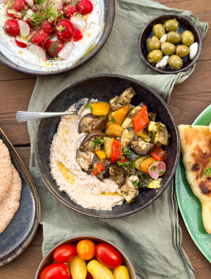 recept voor baba ganoush aubergine dip mediterrane keukens
